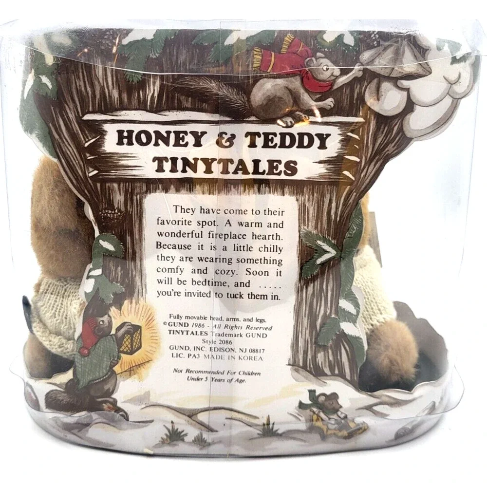 Vintage 1980s GUND Tinytales Honey & Teddy Collectible Original Packaging NOS